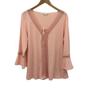 Notations pink boho crochet lace top